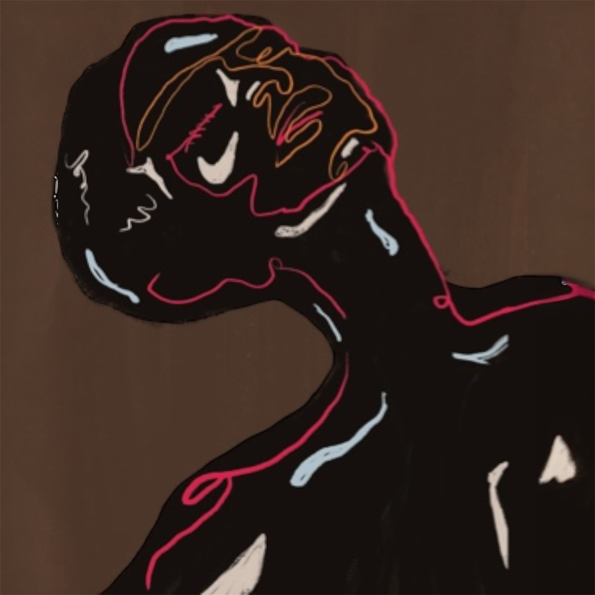 Abstract line art of a reclining woman with her head tilted back, symbolizing freedom and renewal.